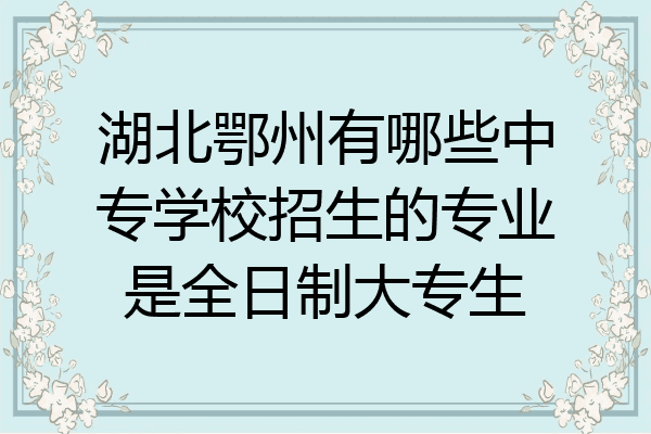 湖北鄂州有哪些中专学校招生的专业是全日制大专生