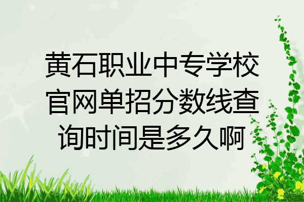 黄石职业中专学校官网单招分数线查询时间是多久啊