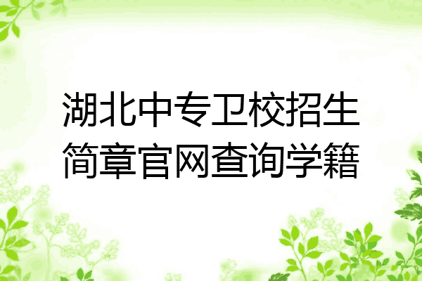 湖北中专卫校招生简章官网查询学籍