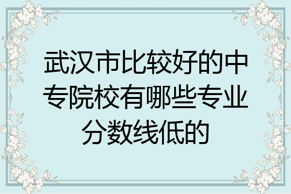 武汉市比较好的中专院校有哪些专业分数线低的