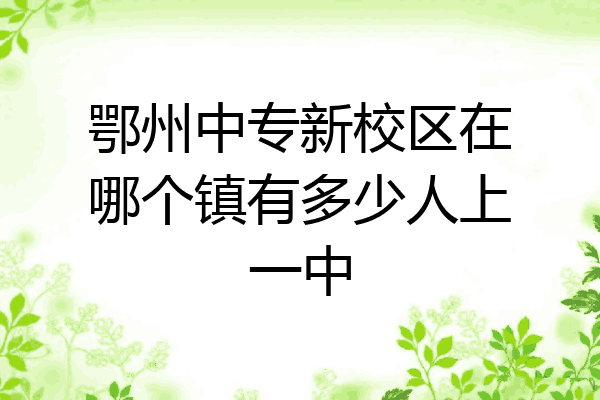 鄂州中专新校区在哪个镇有多少人上一中