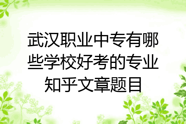 武汉职业中专有哪些学校好考的专业知乎文章题目