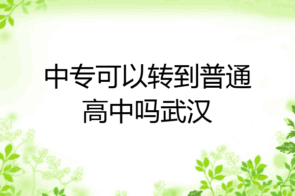 中专可以转到普通高中吗武汉