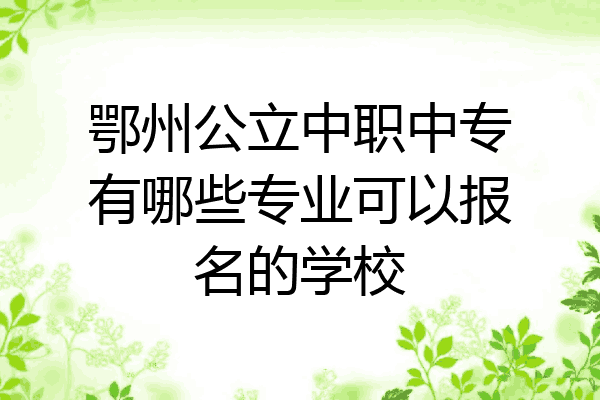鄂州公立中职中专有哪些专业可以报名的学校