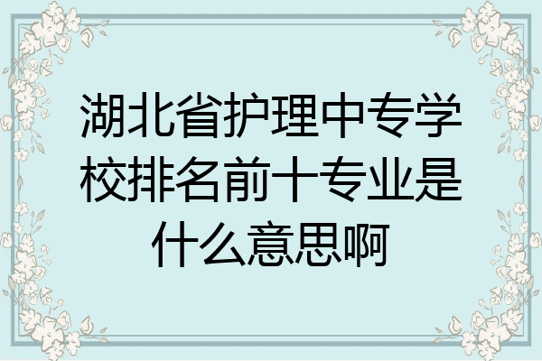 湖北省护理中专学校排名前十专业是什么意思啊