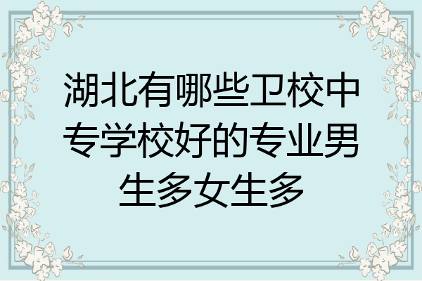 湖北有哪些卫校中专学校好的专业男生多女生多