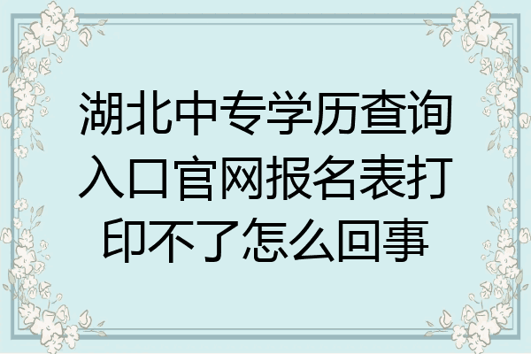 湖北中专学历查询入口官网报名表打印不了怎么回事