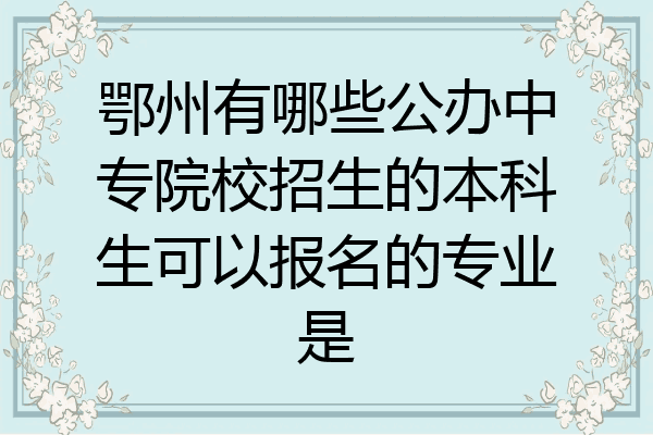 鄂州有哪些公办中专院校招生的本科生可以报名的专业是