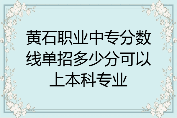 黄石职业中专分数线单招多少分可以上本科专业