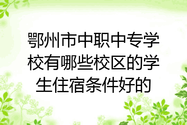 鄂州市中职中专学校有哪些校区的学生住宿条件好的