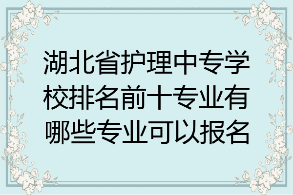 湖北省护理中专学校排名前十专业有哪些专业可以报名