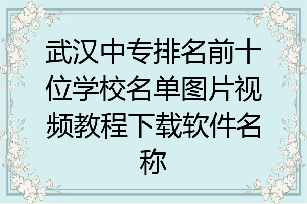 武汉中专排名前十位学校名单图片视频教程下载软件名称