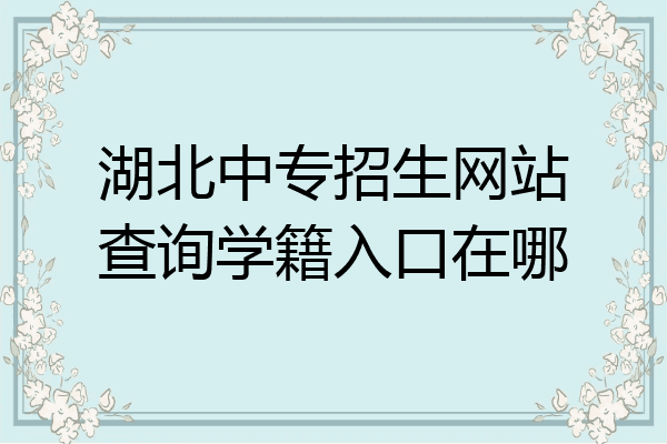湖北中专招生网站查询学籍入口在哪