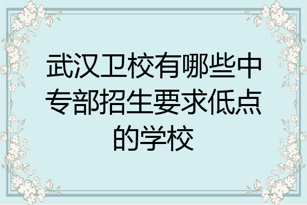 武汉卫校有哪些中专部招生要求低点的学校