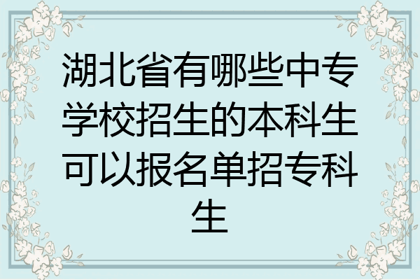 湖北省有哪些中专学校招生的本科生可以报名单招专科生