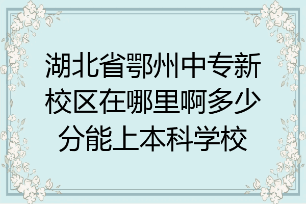 湖北省鄂州中专新校区在哪里啊多少分能上本科学校