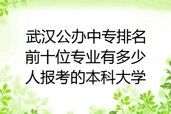 武汉公办中专排名前十位专业有多少人报考的本科大学