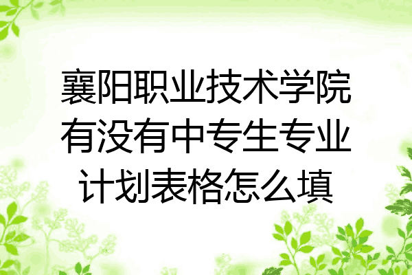 襄阳职业技术学院有没有中专生专业计划表格怎么填