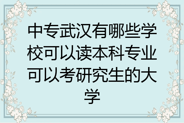 中专武汉有哪些学校可以读本科专业可以考研究生的大学