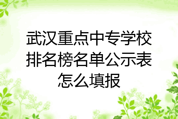 武汉重点中专学校排名榜名单公示表怎么填报