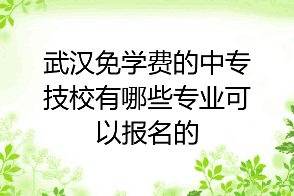 武汉免学费的中专技校有哪些专业可以报名的