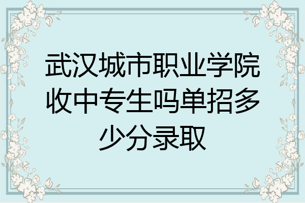 武汉城市职业学院收中专生吗单招多少分录取