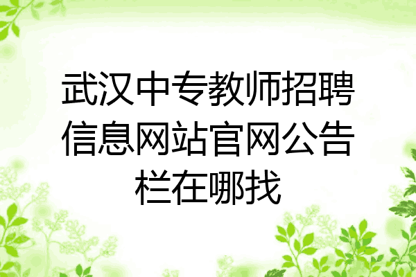 武汉中专教师招聘信息网站官网公告栏在哪找
