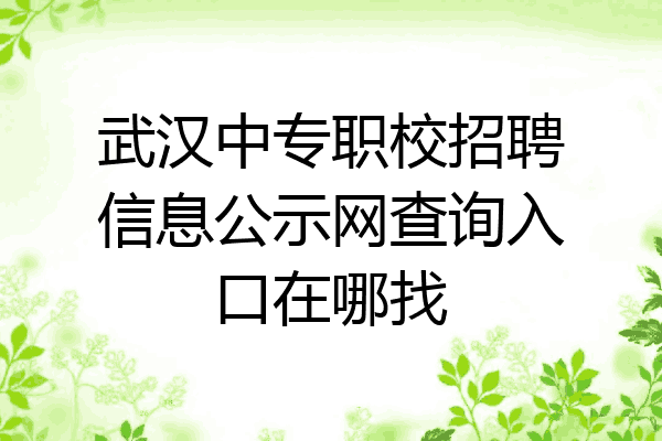武汉中专职校招聘信息公示网查询入口在哪找
