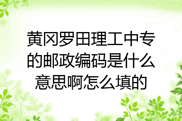 黄冈罗田理工中专的邮政编码是什么意思啊怎么填的