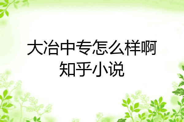 大冶中专怎么样啊知乎小说