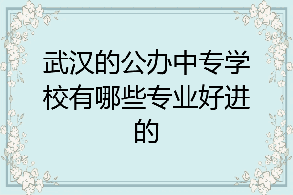 武汉的公办中专学校有哪些专业好进的
