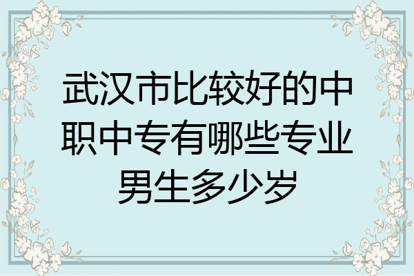 武汉市比较好的中职中专有哪些专业男生多少岁