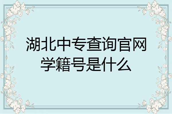 湖北中专查询官网学籍号是什么