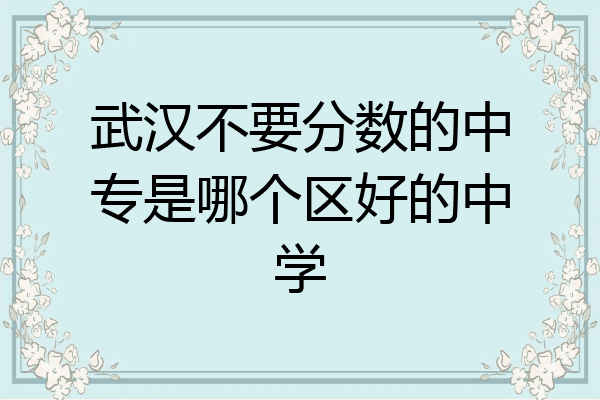 武汉不要分数的中专是哪个区好的中学