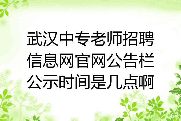武汉中专老师招聘信息网官网公告栏公示时间是几点啊