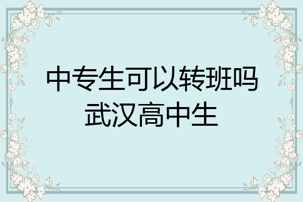 中专生可以转班吗武汉高中生
