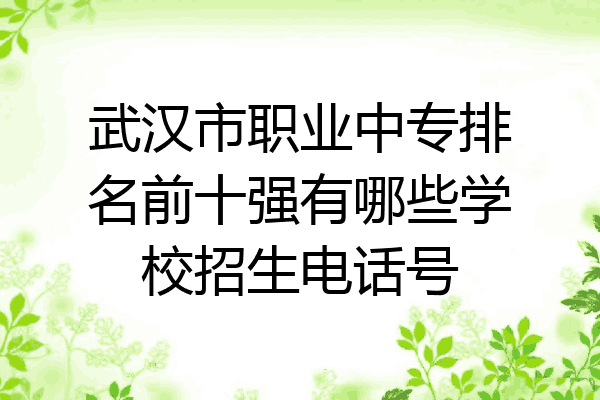 武汉市职业中专排名前十强有哪些学校招生电话号