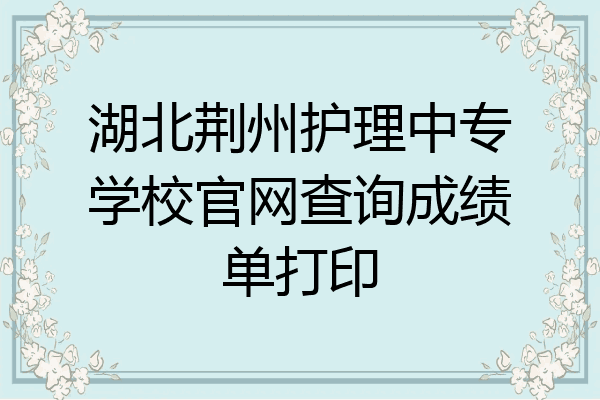 湖北荆州护理中专学校官网查询成绩单打印