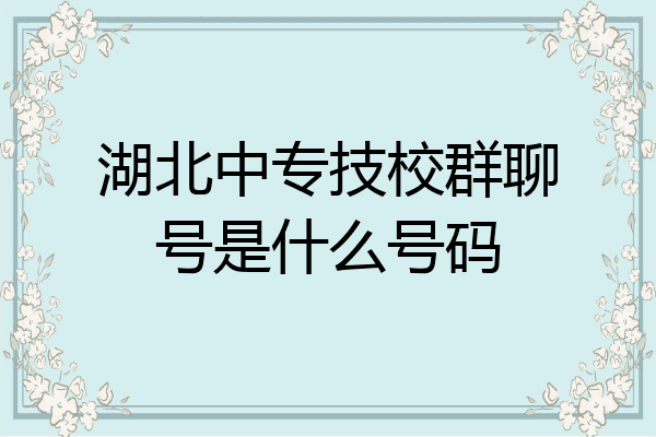 湖北中专技校群聊号是什么号码
