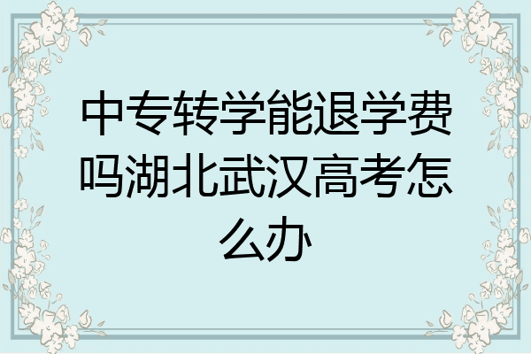 中专转学能退学费吗湖北武汉高考怎么办