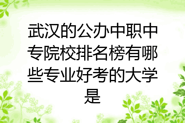 武汉的公办中职中专院校排名榜有哪些专业好考的大学是