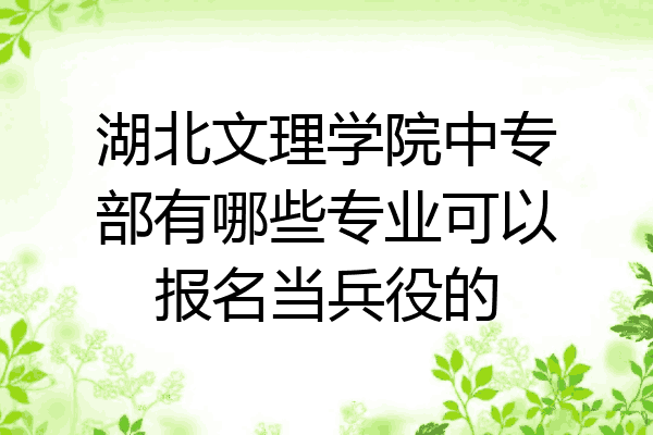 湖北文理学院中专部有哪些专业可以报名当兵役的
