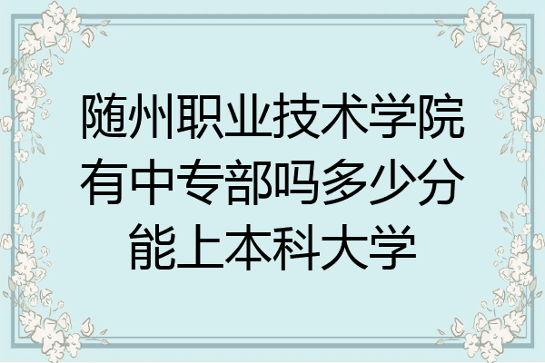随州职业技术学院有中专部吗多少分能上本科大学