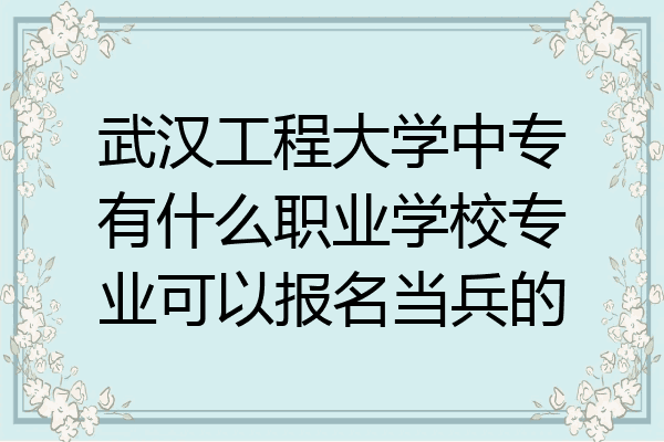 武汉工程大学中专有什么职业学校专业可以报名当兵的