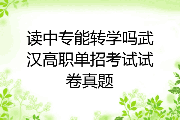 读中专能转学吗武汉高职单招考试试卷真题
