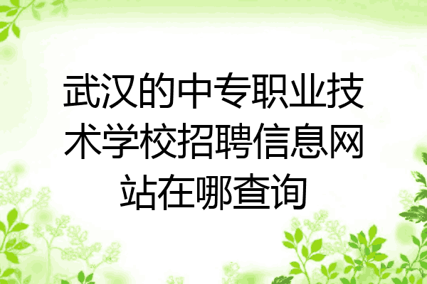 武汉的中专职业技术学校招聘信息网站在哪查询