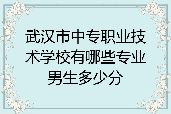 武汉市中专职业技术学校有哪些专业男生多少分