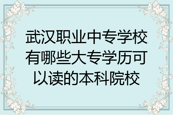 武汉职业中专学校有哪些大专学历可以读的本科院校