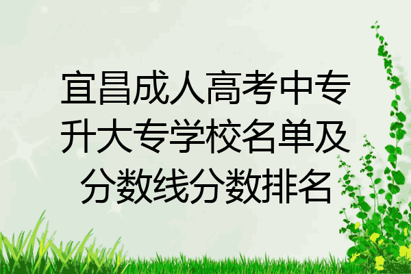 宜昌成人高考中专升大专学校名单及分数线分数排名