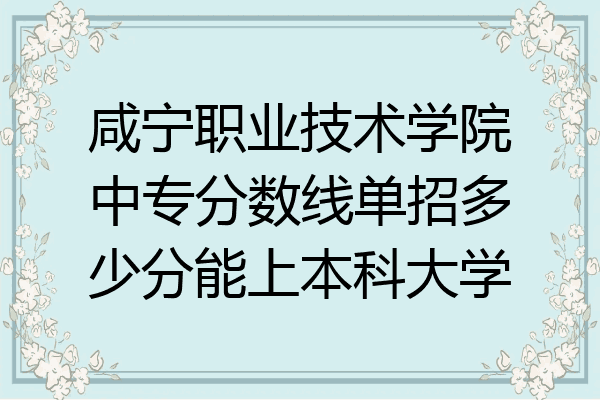 咸宁职业技术学院中专分数线单招多少分能上本科大学